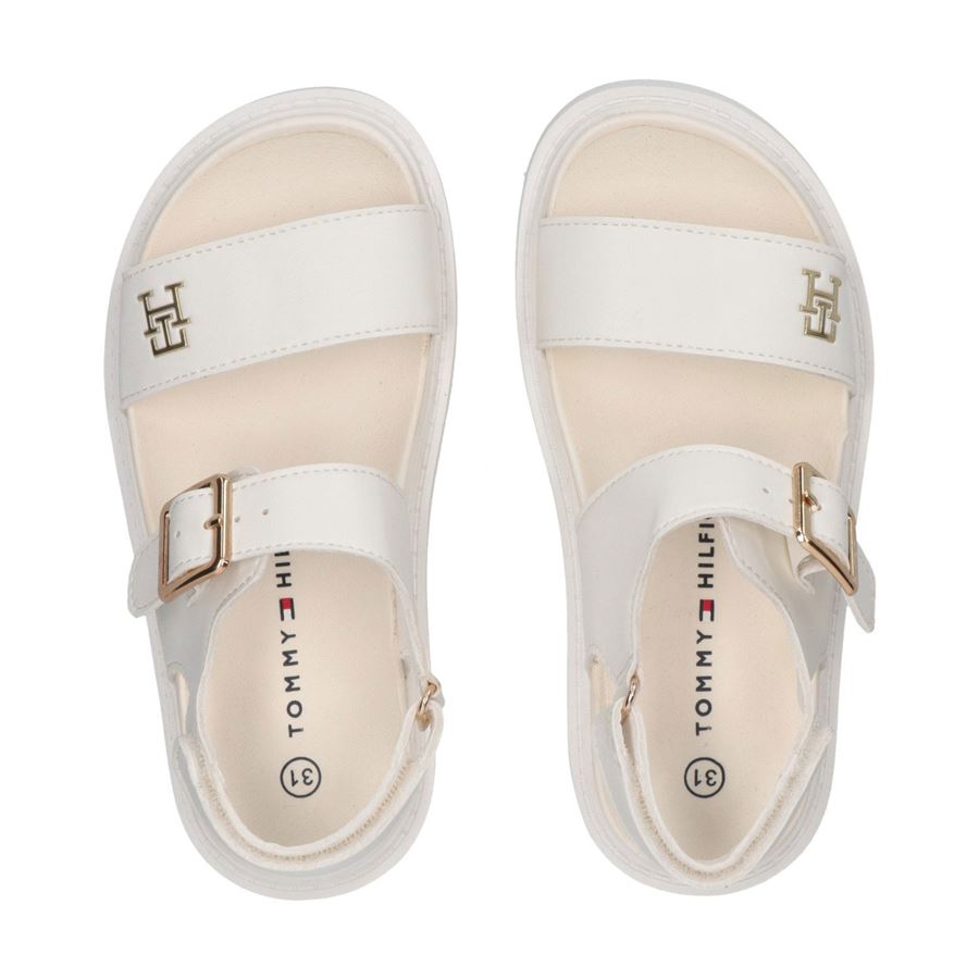Sandali platform cinturini in velcro e dettagli color oro da bambina Tommy Hilfiger | T3A2337850326128
